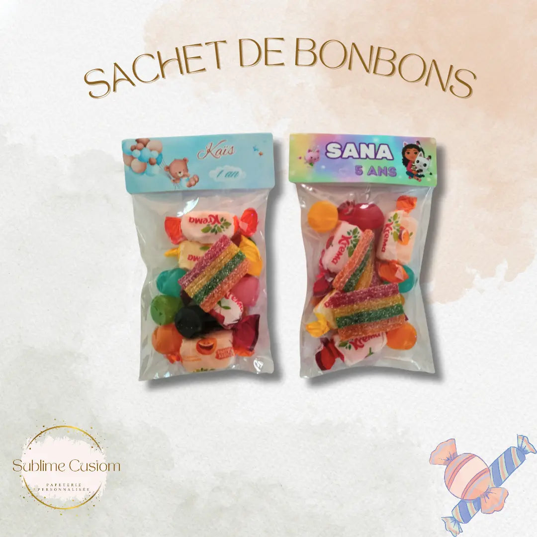 Sachet de bonbons personnalisés Ma boutique